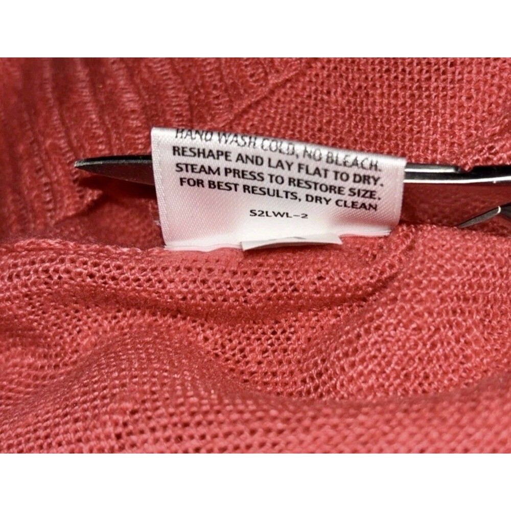 Eileen Fisher Red 100% Linen Open Front Waterfall Cardigan Sweater Size XS - Picture 7 of 8